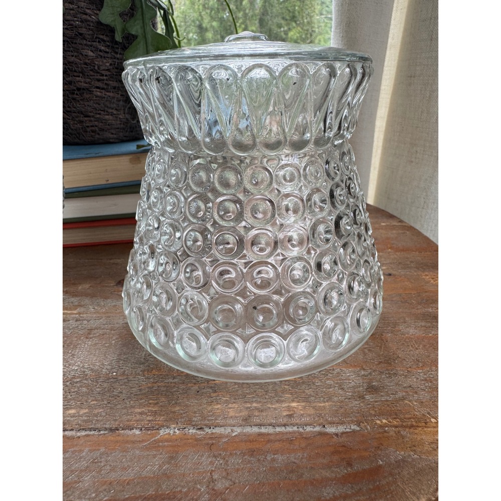 Vintage Mid Century Clear Glass Bullseye Polka Dot Flush Mount Light‎ Cover